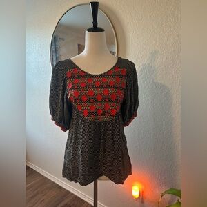 Anthro THML Puff Sleeve Bohemian Top ✨